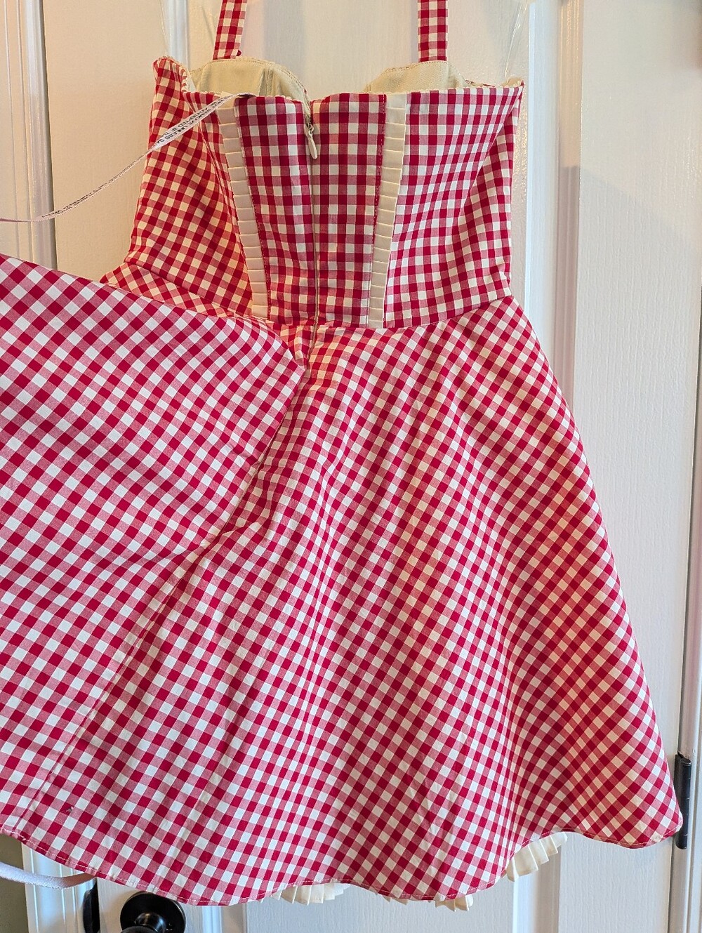 House of CB Heidi Red Gingham Cotton Halter Neck Mini Dress Coquette Size L NWT - Picture 11 of 15